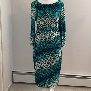 Jessica Howard Dress Green Blue White Abstract Size 8